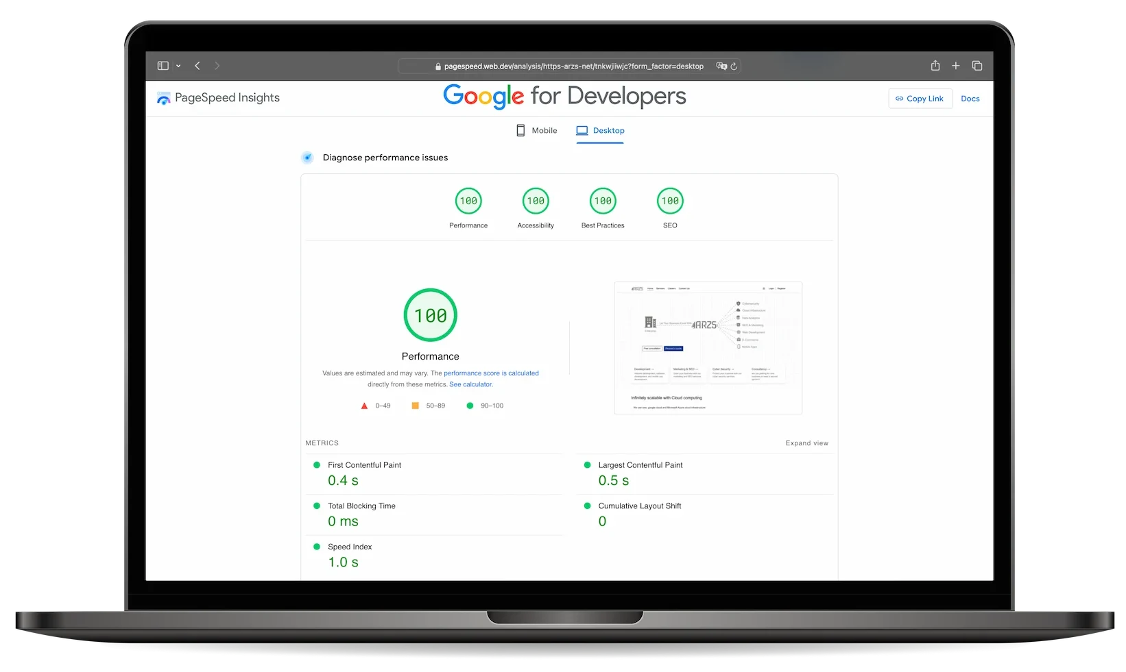 Demonstration of performance and optimization on lighthouse